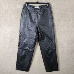 Vintage Chadwicks Pants Womens 8 Black Leather High‎ Waist Straight Leg Lined